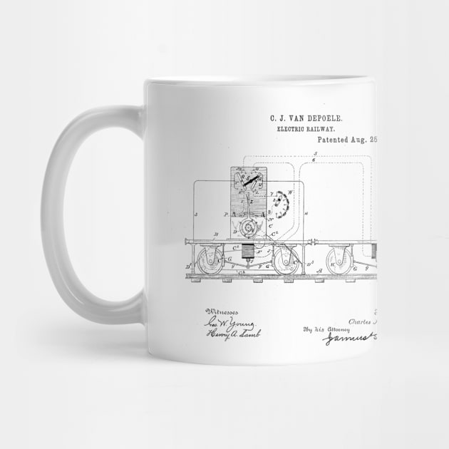 Electric Railway Vintage Patent Hand Drawing by TheYoungDesigns